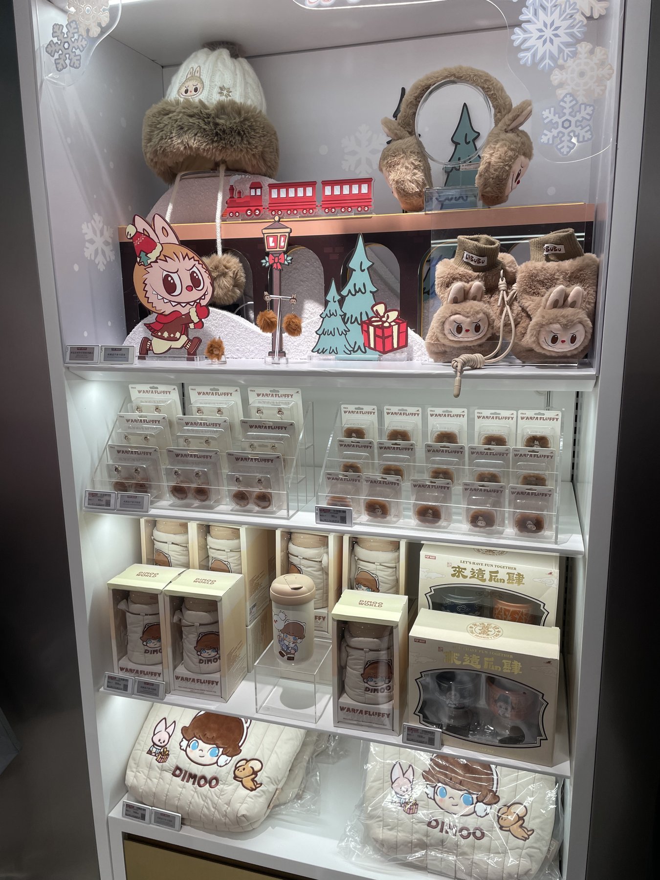 LABUBU冬季毛帽耳罩毛絨袋與Dimo商品