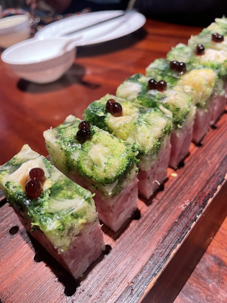 庭院江南菜西蘭花火腿冷菜
